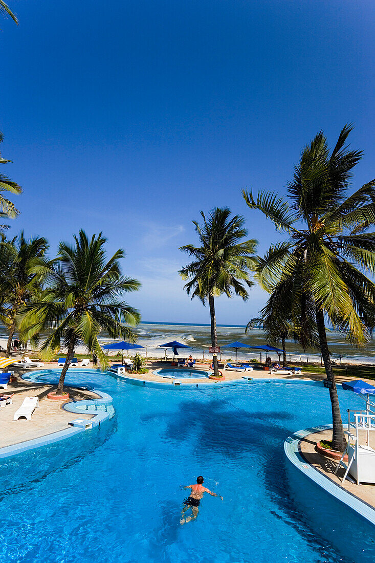 Swimming pool area of the Hotel Bamburi Beach, Bamburi Beach, Coast, Kenya