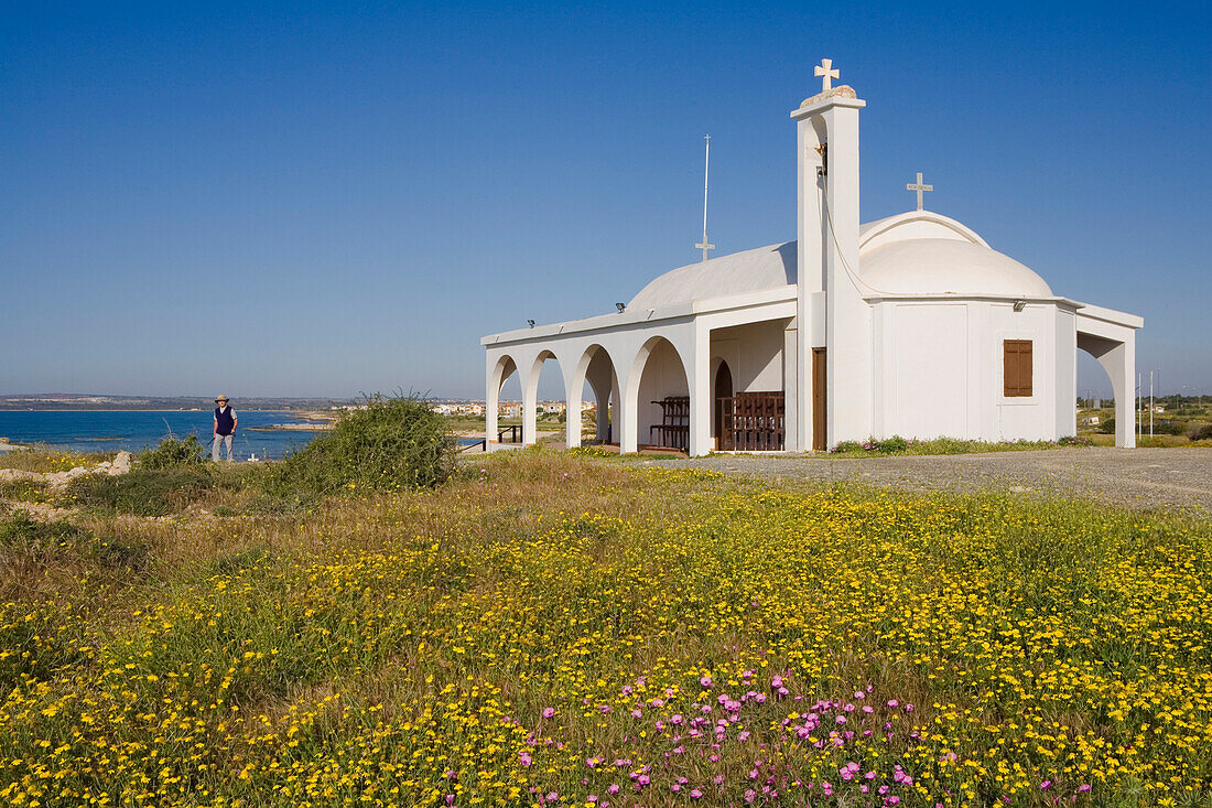 Agia Thekla, orthodox church along the coast near Agia Napa, South Cyprus, Cyprus