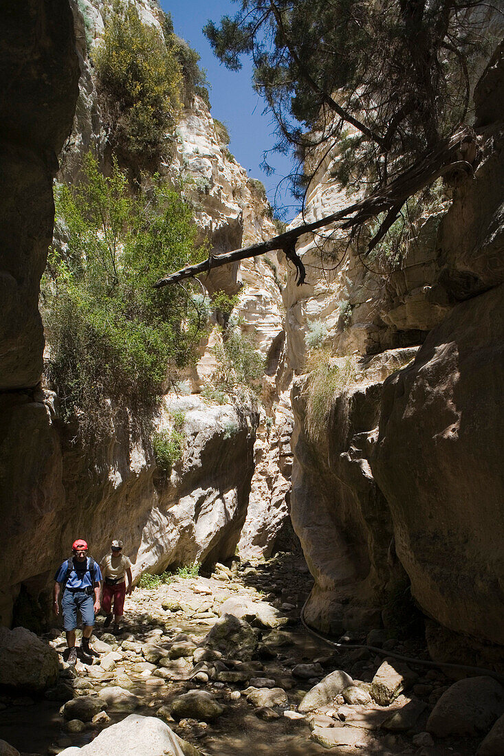 Zwei Wanderer, Wanderung in die Schlucht von Avakas, Akamas Naturpark, Südzypern, Zypern