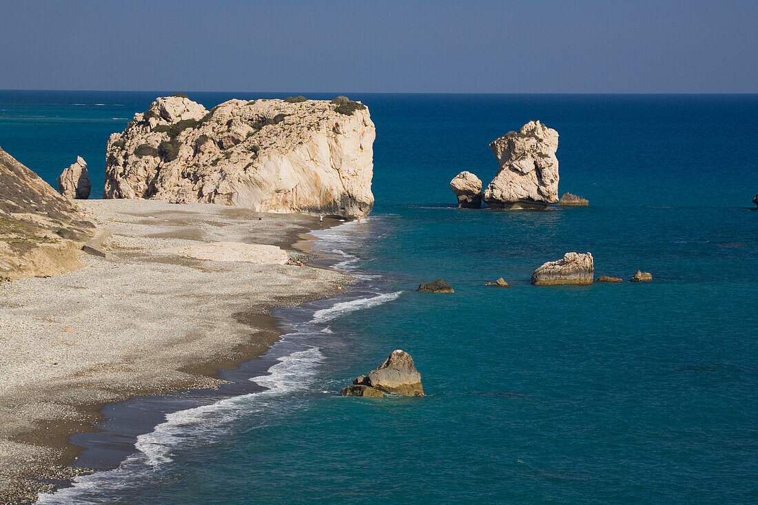 Petra tou Romiou, Rock of Aphrodite, Aphrodite's birthplace, Symbol, the Rock from which Aphrodite mythically arose from the sea, Limassol, South Cyprus, Cyprus