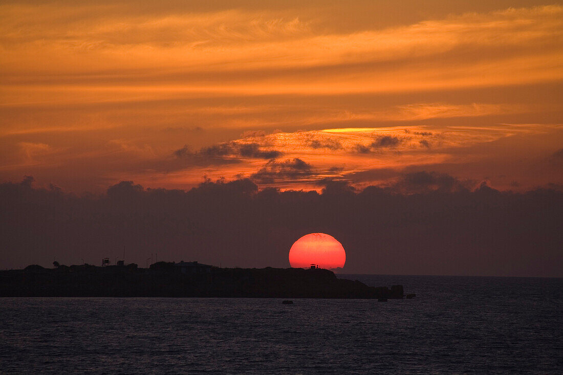 Sunset over the sea, Kyrenia, Girne, North Cyprus, Cyprus