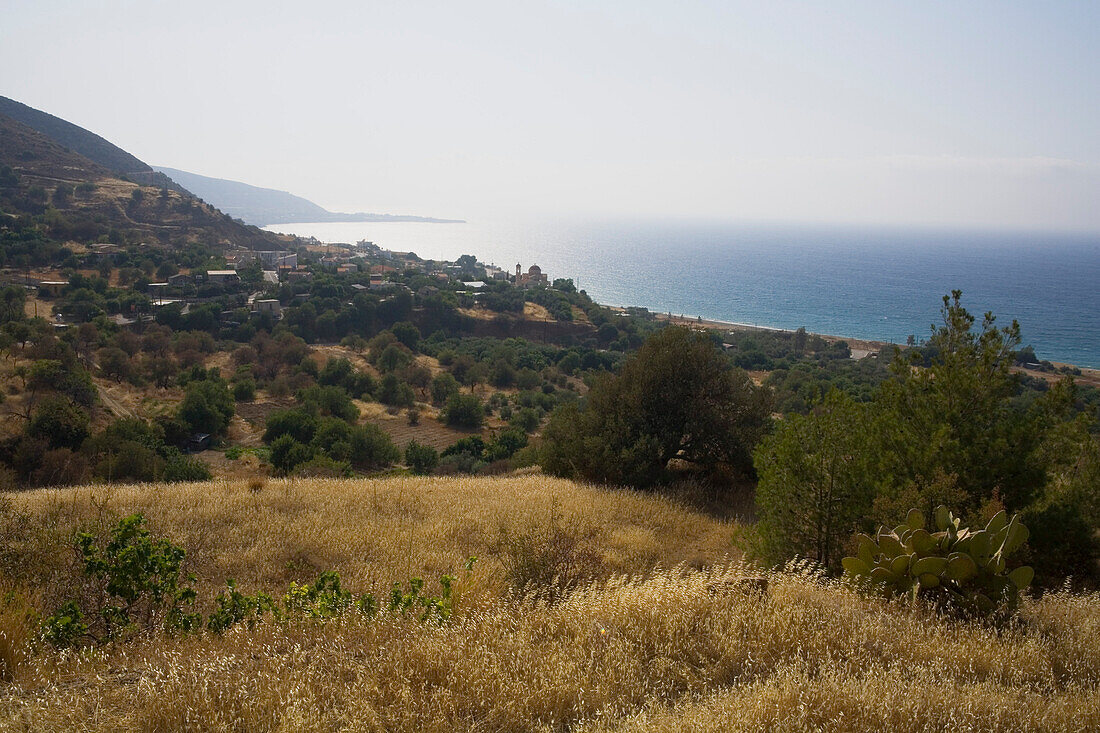 Coastal landscape with view to Pachyammos, near Polis, South Cyprus, Cyprus