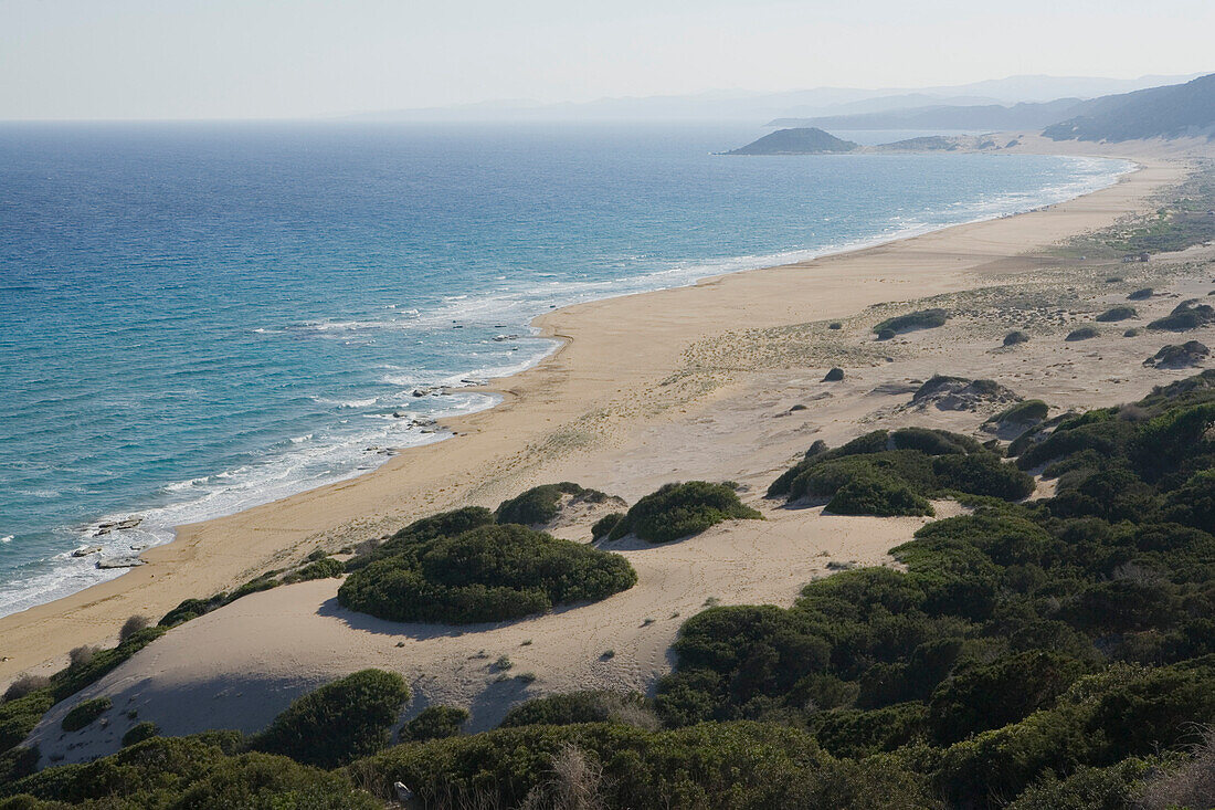 Coastal landscape with Golden Sands beach, Dipkarpaz, Rizokarpaso, Karpasia, Karpass Peninsula, Cyprus