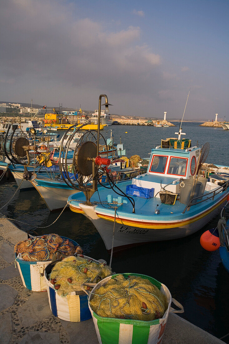 Fishing boats in the fishing port, Harbour, Agia Napa, South Cyprus, Cyprus