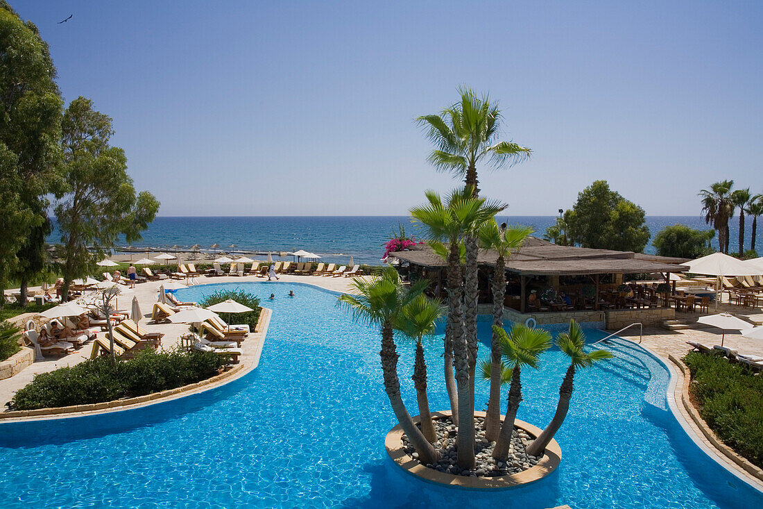 Hotel Pool with palm trees, Le Meridien Limassol Spa and Resort, Limassol, Cyprus