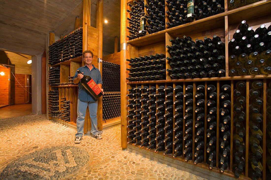 Pambos Argyrides, managing director, in the wine cellar, Vasa Winery, Vasa Kilaniou village, Troodos mountains, Cyprus