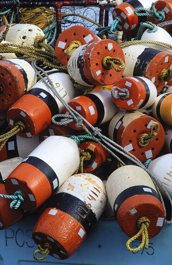 Crab pot buoys. Charleston boat basin. Oregon. USA