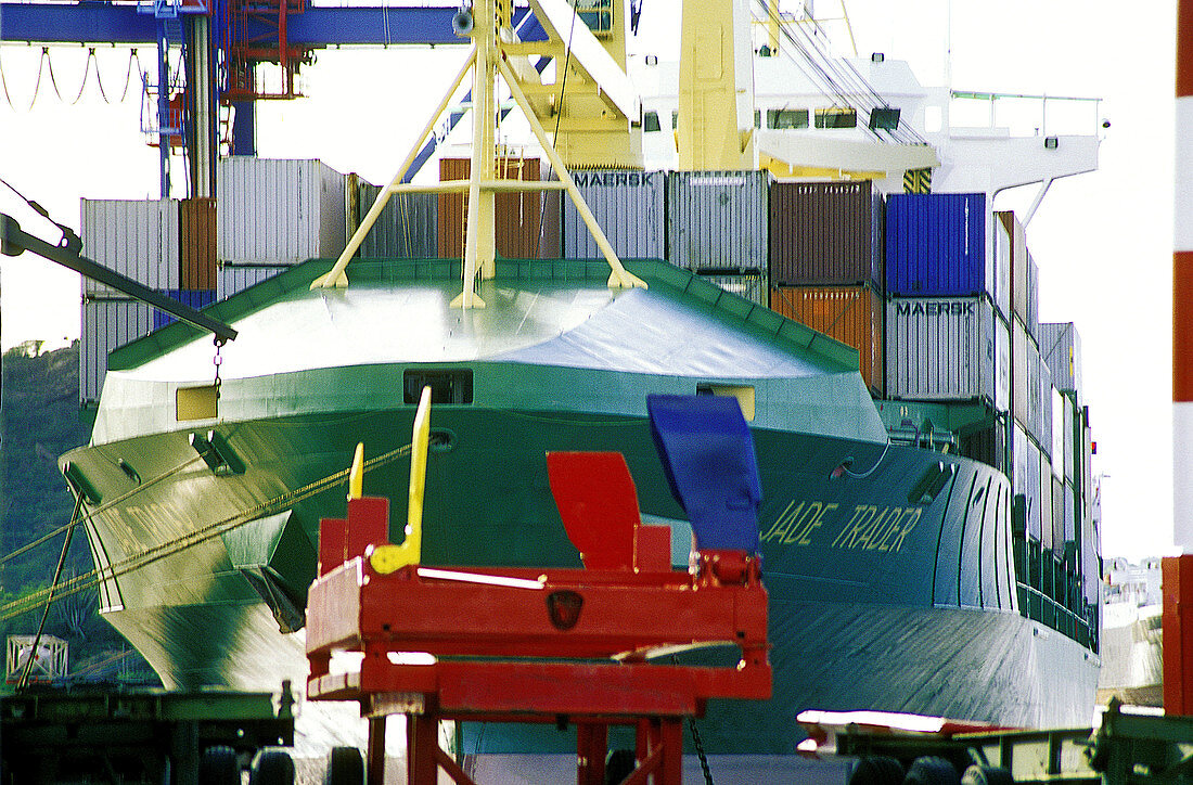 Container ship in harbour