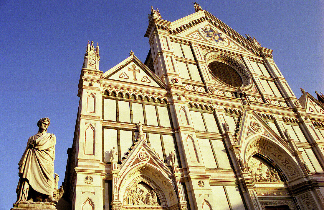 Santa Croce church, Dante Alighieri statue. Florence. Italy