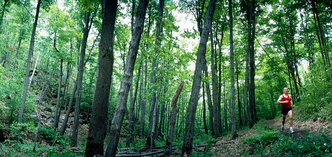 Running in Canadian forest