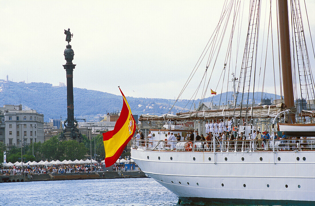 Juan Sebastián Elcano school-ship at port. Barcelona. Spain