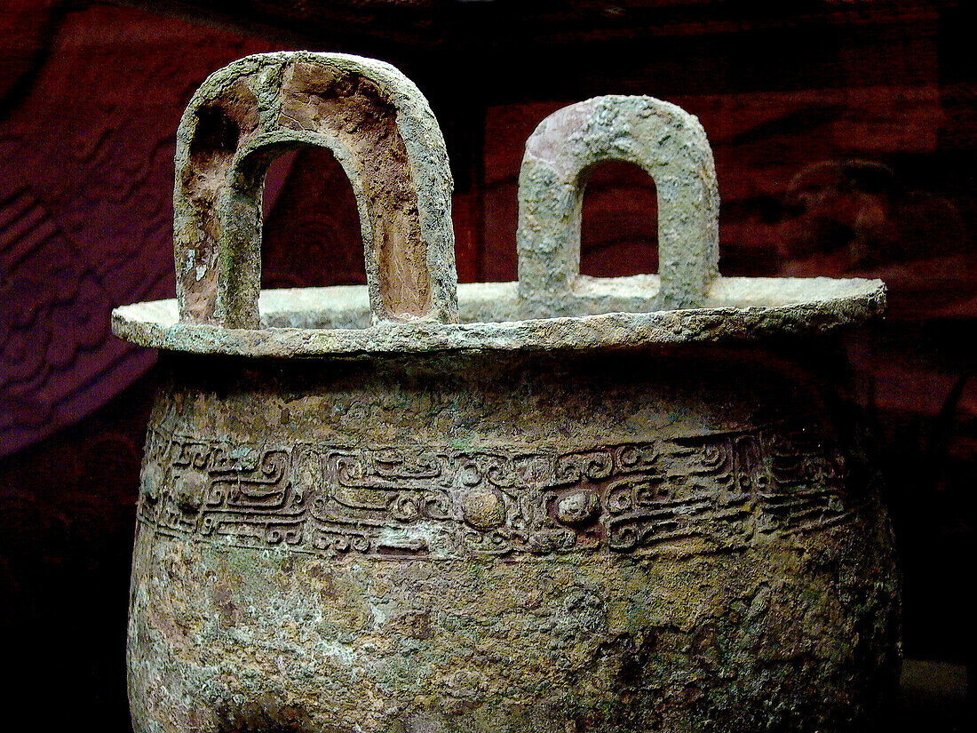 Ancient Bronze Vessel for sacrificial rites. Millennium Museum, Beijing. China