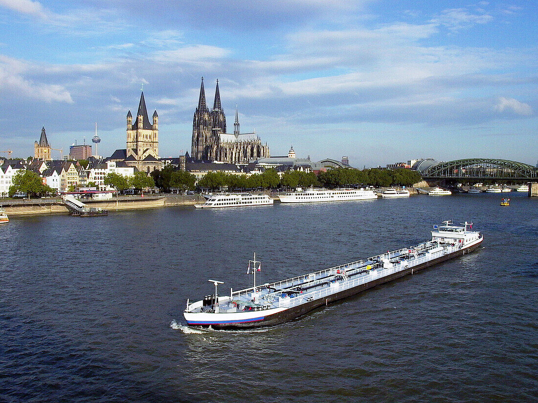 Tanker at Rhine River. Cologne. Germany