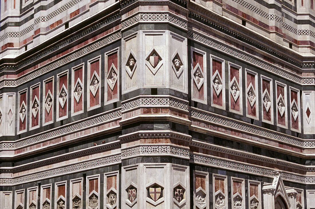 Detail of decoration of the external walls of the Duomo. Florence. Italy