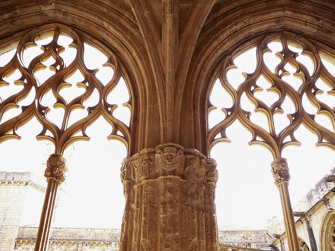 Late Romanesque Cloister. Capitals. Monastery of Santes Creus. Tarragona province. Catalonia. Spain