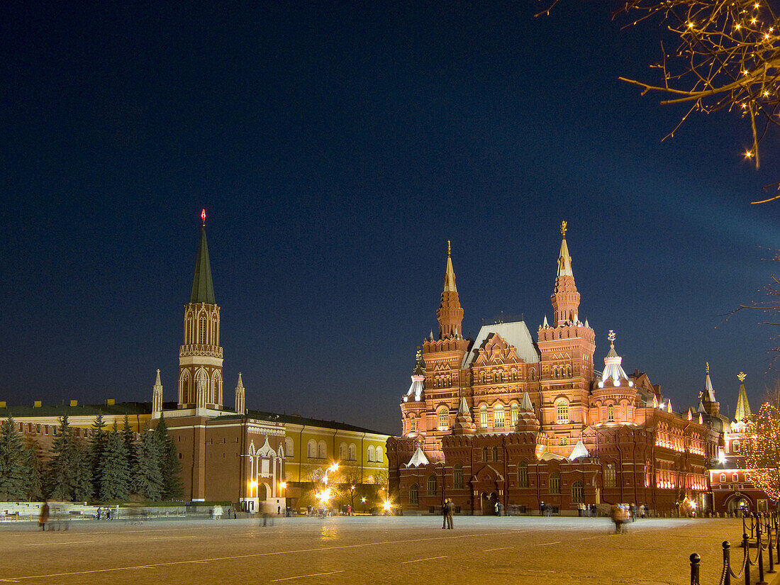 The Historical Museum and The Kremlin in the Red Square, Moscow. Russian Federation