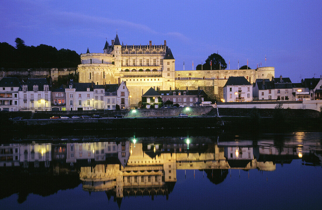 Château Amboise and Loire River. Val-de-Loire. France