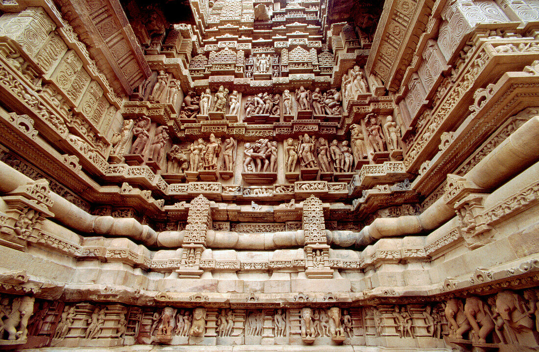 Erotic reliefs at Kandariya Mahadev Temple. Khajurajho. India