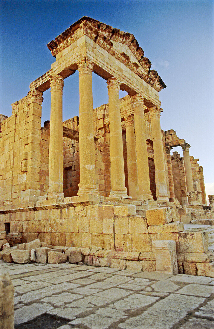 Capitol in Roman city. Sbeitla. Tunisia