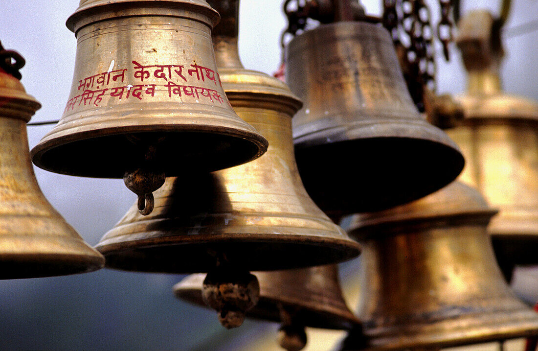 Votive bells. Kedarnath temple. Himalaya Garhwal, Uttarakhand. Uttar Pradesh. India.