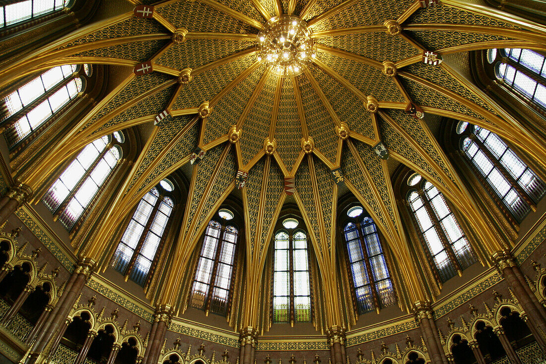 Interior view of Parliament dome, Budapest. Hungary