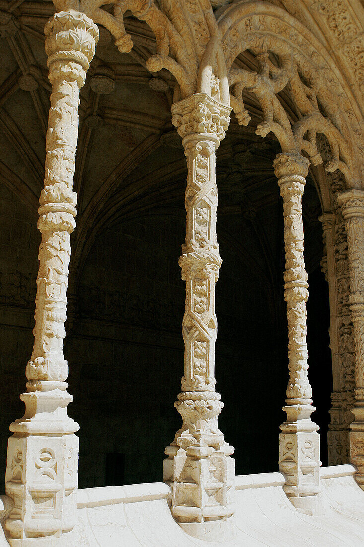 Columns at Monastery of the Hieronymites, Belem, Lisbon. Portugal