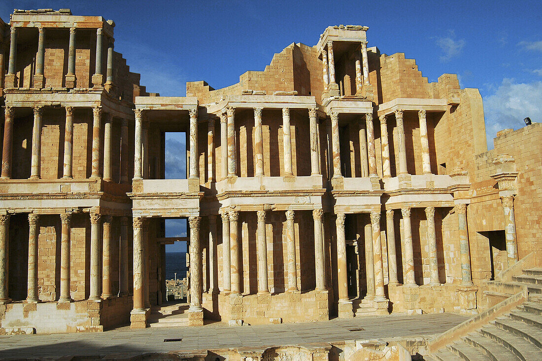 Roman theatre, ruins of the ancient city of Sabratha. Libya