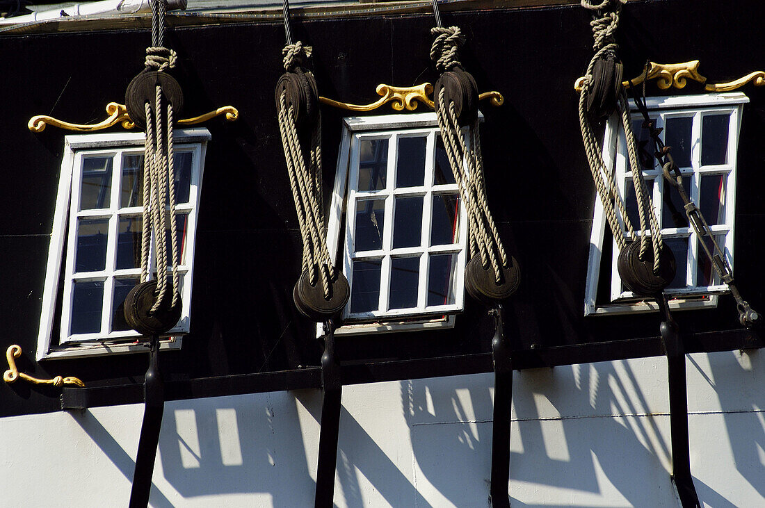 Windows of and old sailing ship (frigate)