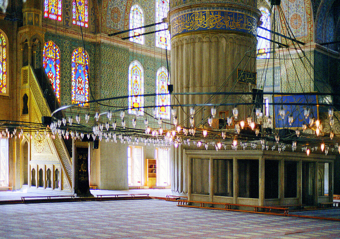Interior of Blue Mosque. Istanbul. Turkey