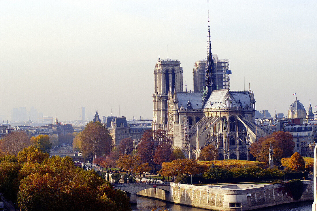 Notre Dame and fall colors. Paris. France