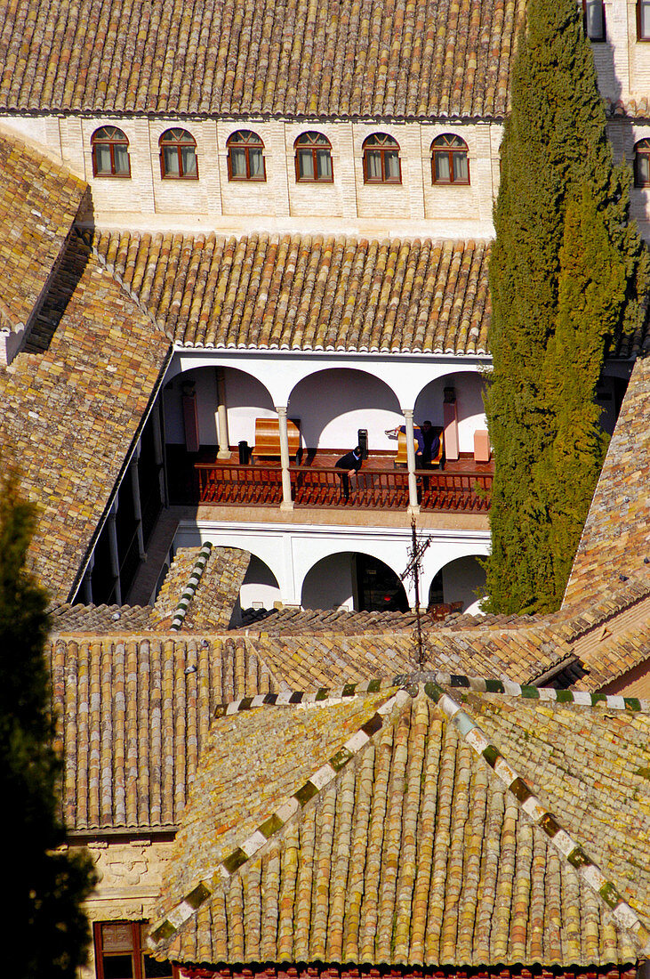 Aerial view of rooftops and courtyards of Granada. Andalucia. Spain