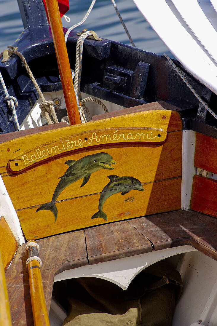 Close-up of painted boat in the Port of St. Tropez. St. Tropez. France