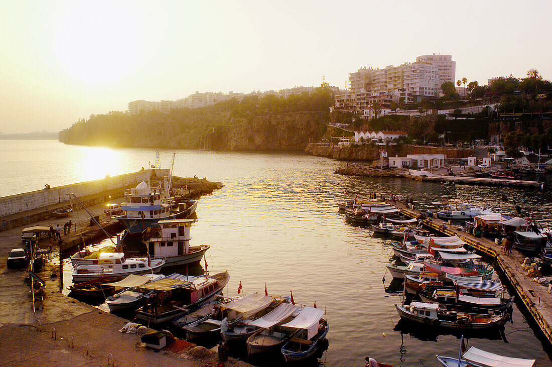 Small port of Antalya at sunset. Antalya. Turkey