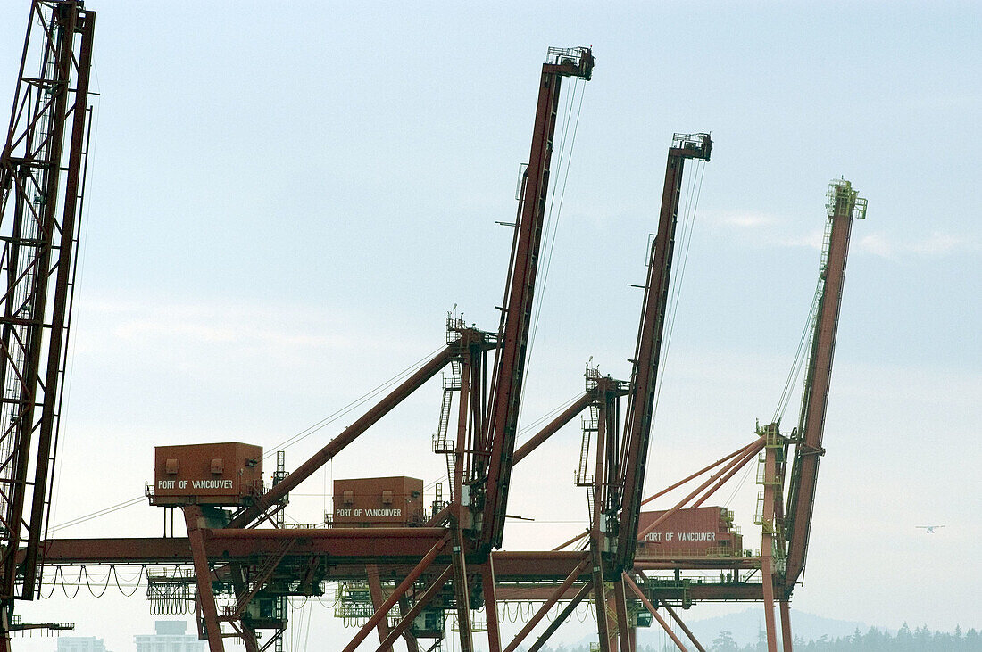 Loading cranes at the port. Vancouver. British Columbia. Canada