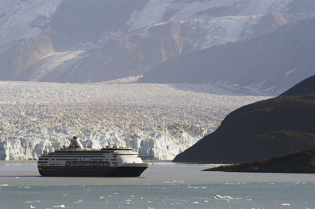 Cruise ship and Hubbard Glacier. Alaska. USA