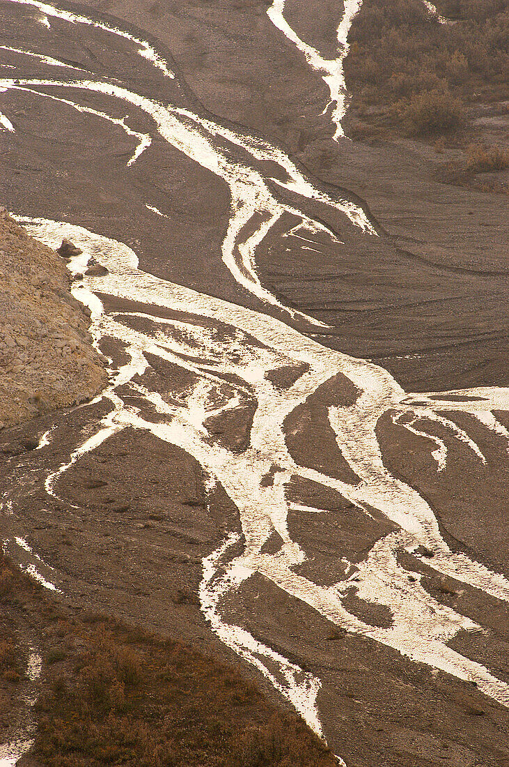 Winding river beds in Denali National Park. Alaska. USA