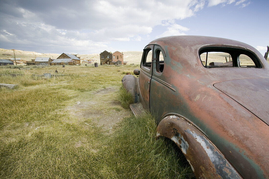 Old rusted car in the ghost town. Bodie State Historic Park. Bodie. California. United States
