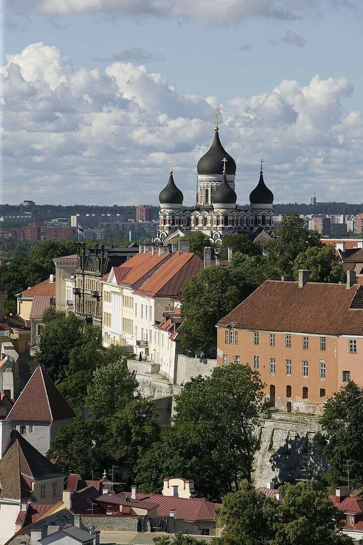 City skyline with Alexander Nevsky Cathedral in Old Town. Tallinn. Estonia