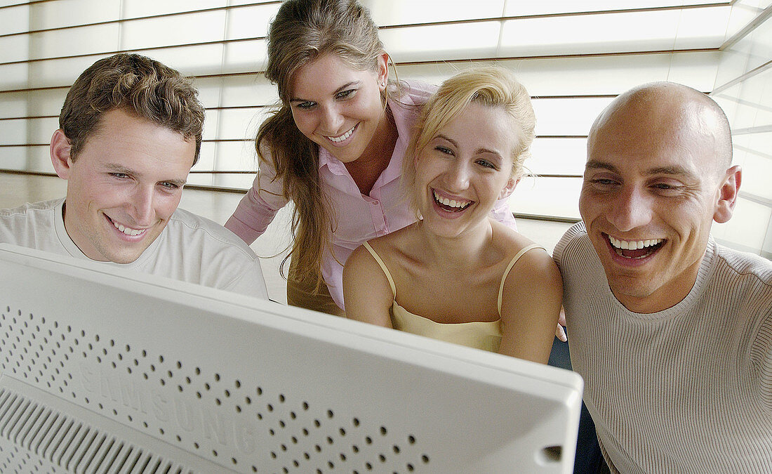 Four persons, Generation X, Grin, Grinning, Horizontal, Human, Indoor, Indoors, Inside, Interior, La