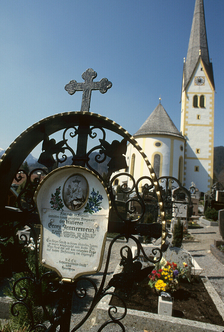 Grave of the legendary poacher Georg Jennerwein in Schliersee, Lake Schliersee, Upper Bavaria, Bavaria, Germany