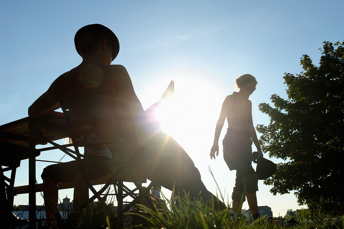 Young people relaxing, Berlin, Germany