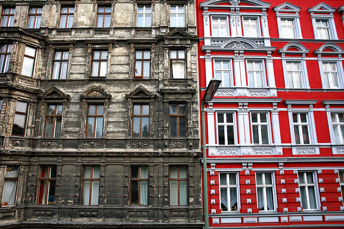 Redecorated and run-down period buildings, Berlin, Germany