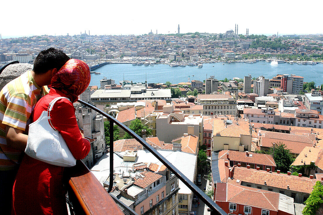 Paar, Blick vom Galata Turm, Istanbul, Türkei