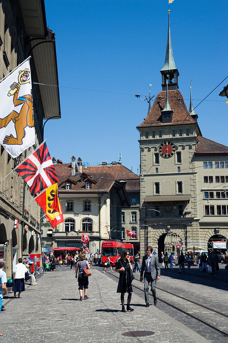Prison Tower and square, Kaefigturm, Baerenplatz, Old City of Berne, Berne, Switzerland