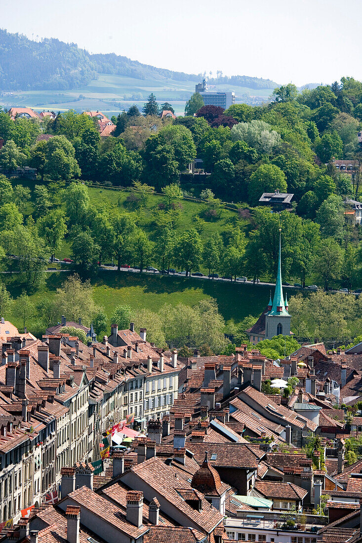 Blick von der Gerechtigkeitsgasse von oben, Altstadt, Bern, Schweiz