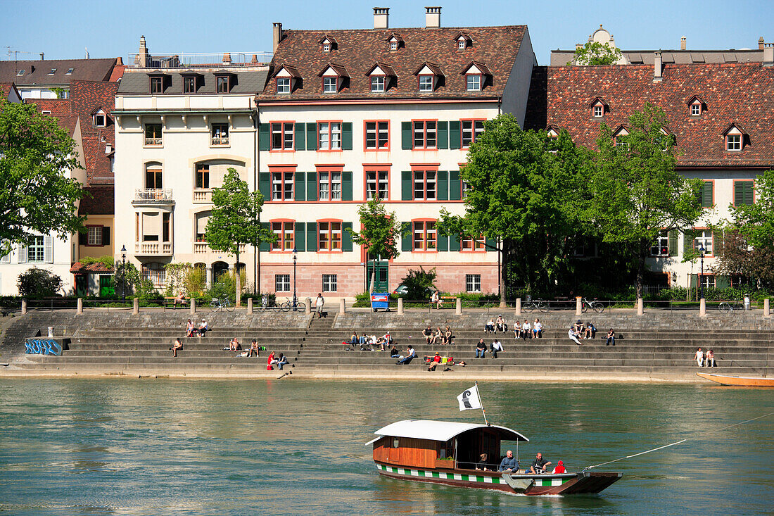 Passenger ferry on the River Rhine, Muenster Ferry, Basel, Switzerland