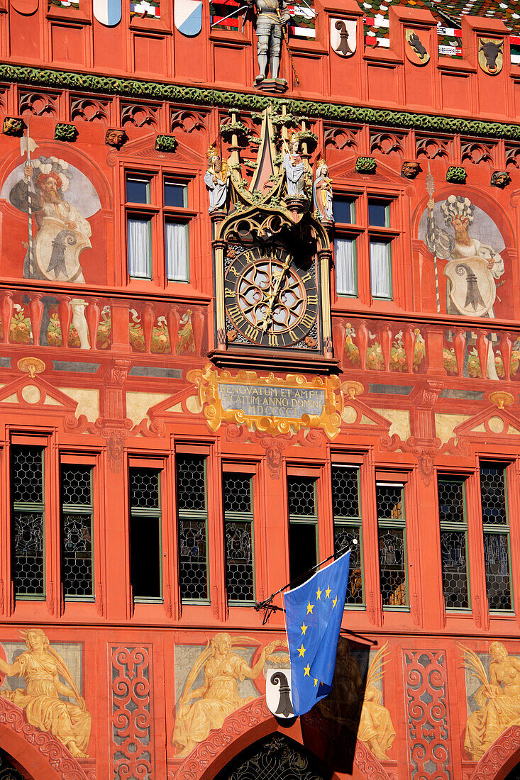 Close up of the Town Hall, Marktplatz, Basel, Switzerland