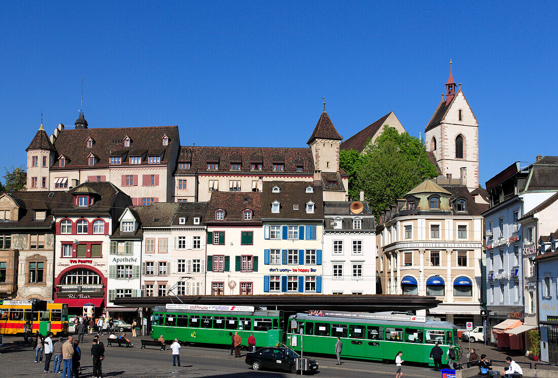 View of a town square, Barfuesserplatz, Basel, Switzerland