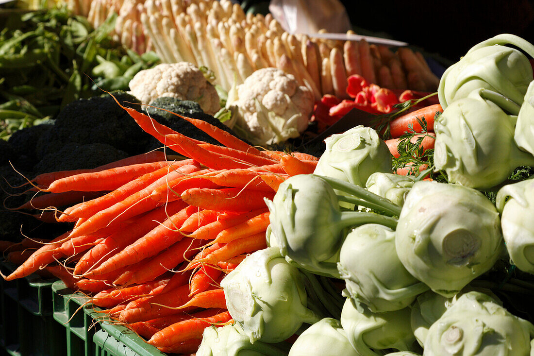 Fresh vegetables at the market, Marktplatz, Basel, Switzerland