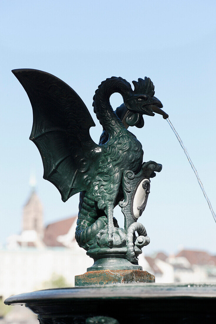 Basler Basilisken Brunnen, Baselisk, Basel, Schweiz